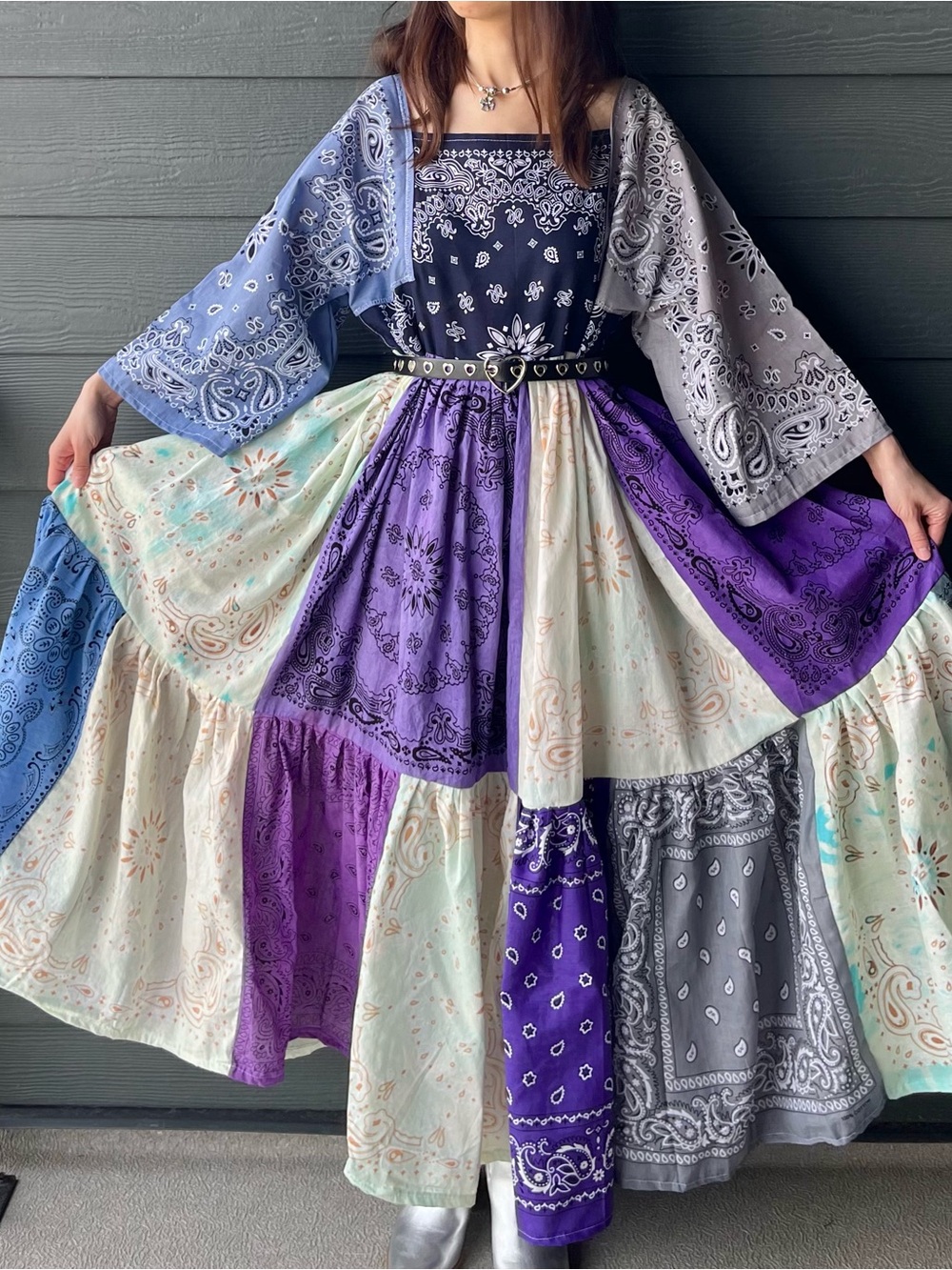 The Periwinkle Meadow | Handmade Voluminous Bandana Dress SKU 06263 - Picture 11 of 16